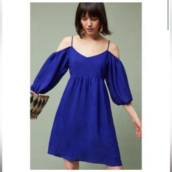 Anthropologie Moulinette Soeurs Women's XS Off The Shoulder Balloon Sleeve Dress - Picture 1 of 16